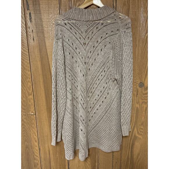 Torrid Pointelle Cardigan Curved Hem  long Sleeve Open Front Loose Knit Sweater - Picture 6 of 9